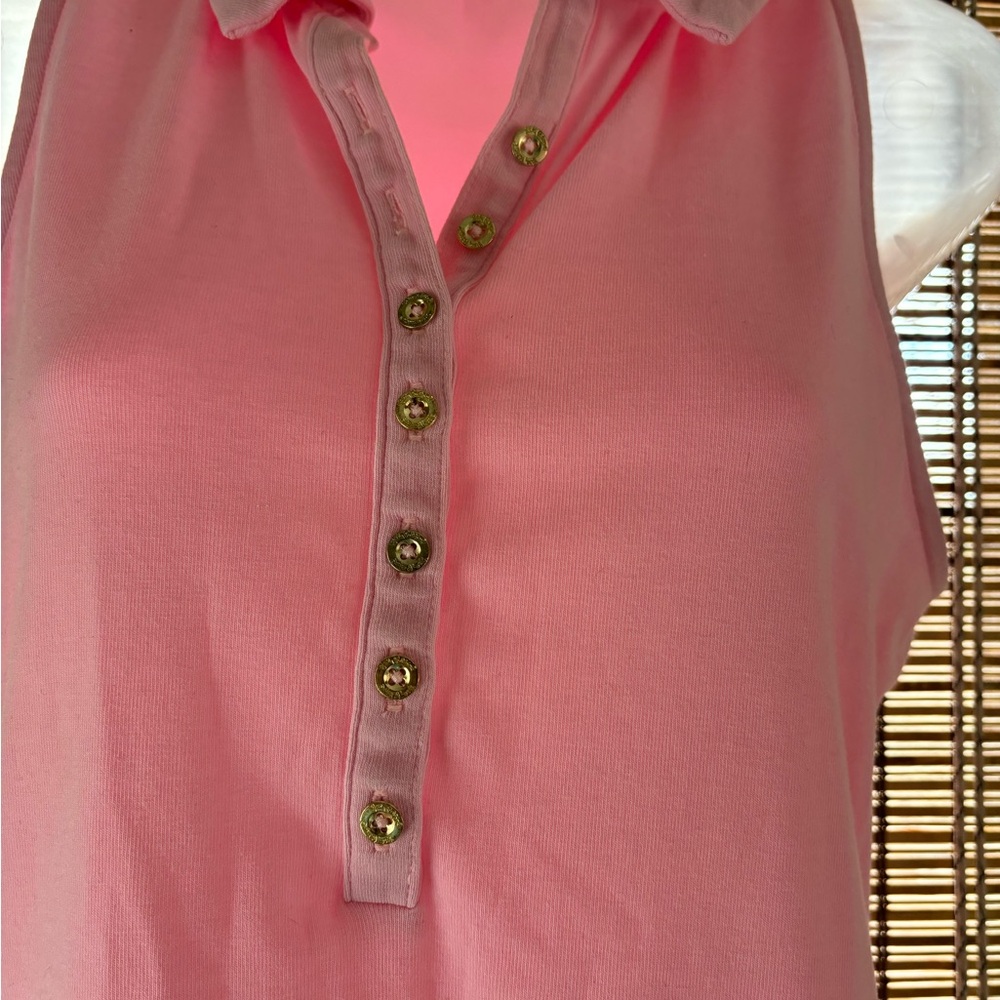 Lilly Pulitzer Reema Sleeveless Top Peony Pink Golf Athletic Polo size M - Picture 4 of 12